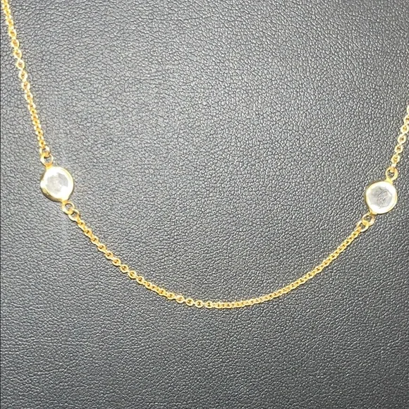 Vintage CROWN TRIFARI gold chain necklace with clear crystal accents - Picture 5 of 9